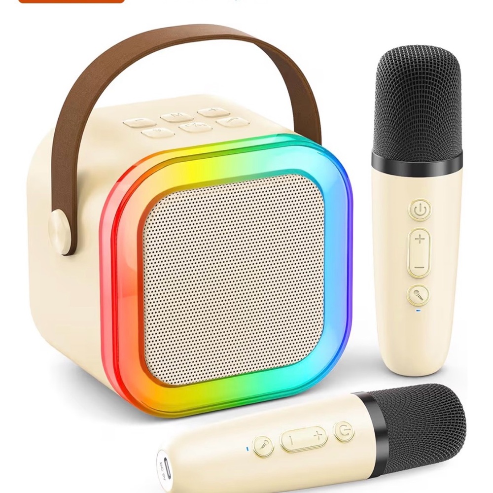 Karaoke Machine for Kids & Adults, Portable Bluetooth Speaker w/ 2 Wireless Mics